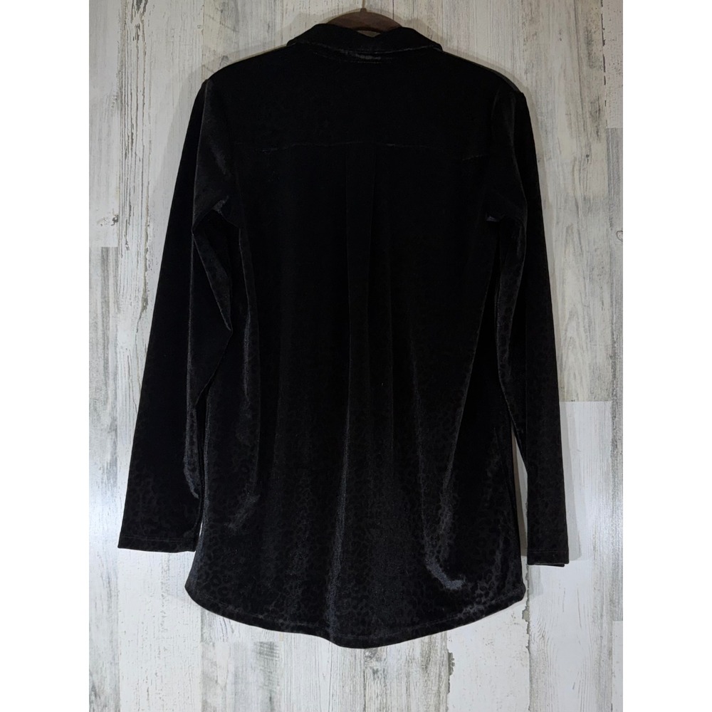 Lands End Button Down Tunic Size XS Black Velvet Leopard Animal Print New NWT‎ - Picture 3 of 8